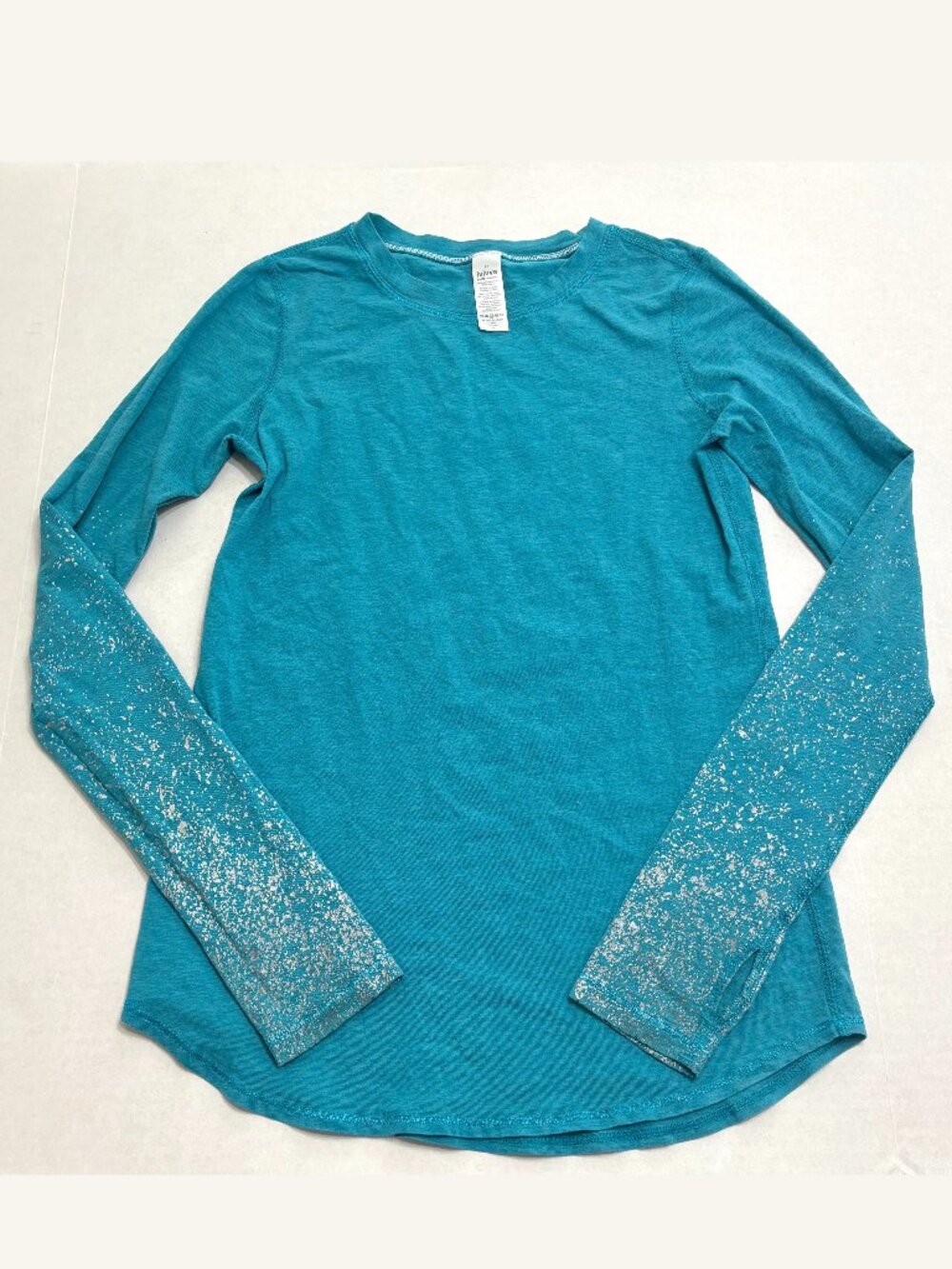 Ivivva by Lululemon Girls Long-Sleeve Shirt With Glitter-dipped Sleeves Size 12